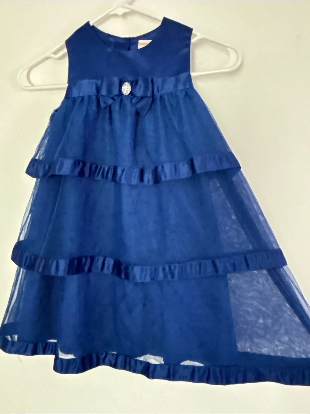 Gymboree Girls Blue Tiered Party Dress with Bow Accent